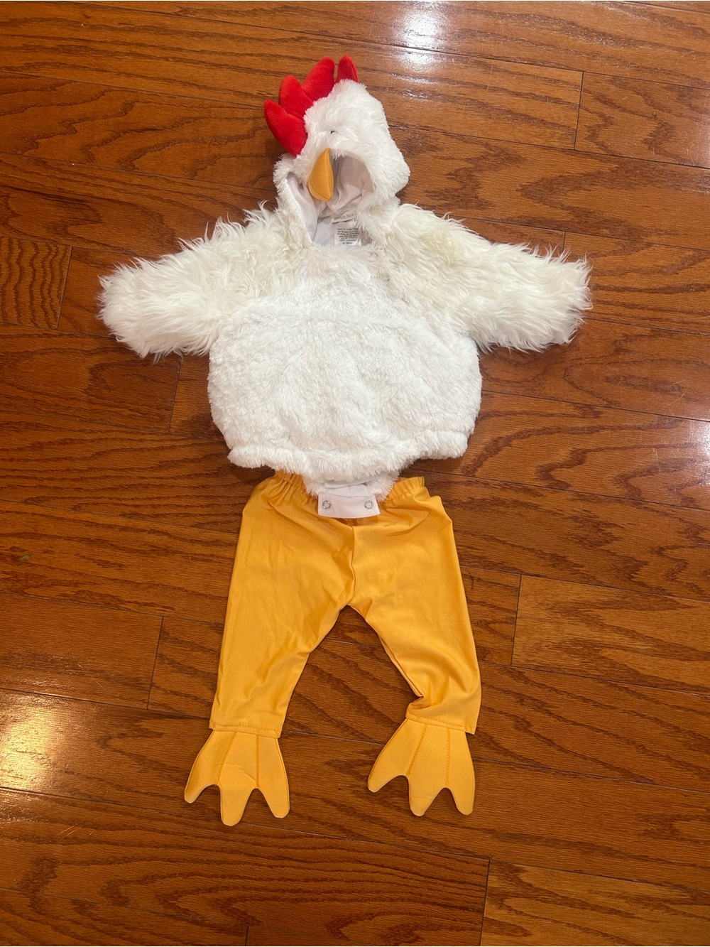Pottery Barn Kids White & Yellow Chicken Costume with Red Comb